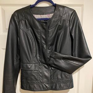 Black leather cropped jacket